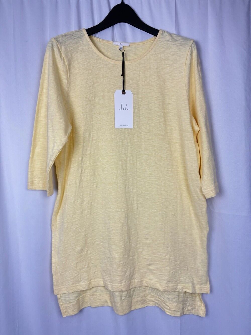 NWT Joh Women’s 3/4 Sleeve Crew Neck Tshirt Tunic Top Cotton Butter Yellow M